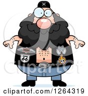 Clipart Of A Happy Caucasian Chubby Biker Dude Royalty Free Vector Illustration
