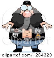 Poster, Art Print Of Chubby Caucasian Surprised Gasping Biker Dude