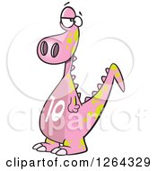 Cartoon Pink Dinosaur With A Number Ten On His Tummy