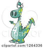 Poster, Art Print Of Cartoon Green Dinosaur With A Number Nine On His Tummy
