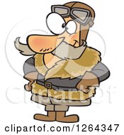 Clipart Of A Cartoon Happy Vintage Caucasian Male Pilot Royalty Free Vector Illustration