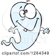 Cartoon Happy Ghost With A Single Tooth