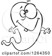 Poster, Art Print Of Black And White Cartoon Happy Ghost With A Single Tooth
