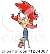 Clipart Of A Cartoon Red Haired Girl Sitting And Posing For A School Photo Royalty Free Vector Illustration by toonaday