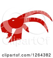 Clipart Of A Red And White Buck Goat Head Royalty Free Vector Illustration by Hit Toon