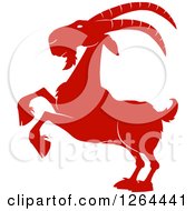 Clipart Of A Red And White Rearing Buck Goat Royalty Free Vector Illustration by Hit Toon