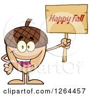 Poster, Art Print Of Acorn Character Holding A Happy Fall Sign