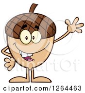 Clipart Of A Friendly Waving Acorn Character Royalty Free Vector Illustration