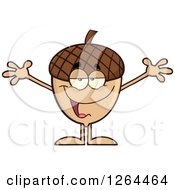 Clipart Of A Sweet Acorn Character With Open Arms Royalty Free Vector Illustration by Hit Toon