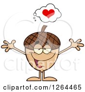 Poster, Art Print Of Sweet Acorn Character With Open Arms And A Heart