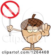 Poster, Art Print Of Acorn Character Gesturing Stop And Holding A Restricted Sign