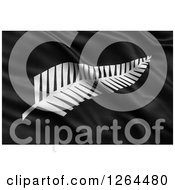 Clipart Of A 3d Rippling Newly Proposed Silver Fern Flag Of New Zealand Royalty Free Illustration