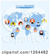 Pixel Social Network Map With Business People Avatars