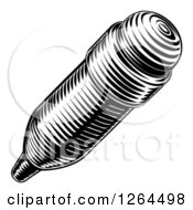 Clipart Of A Black And White Engraved Pencil Royalty Free Vector Illustration
