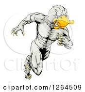 Aggressive Muscular Duck Man Mascot Running