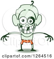 Clipart Of A Halloween Zombie Grinning From Embarrassment Royalty Free Vector Illustration by Zooco