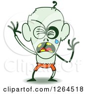 Clipart Of A Sad Halloween Zombie Crying Royalty Free Vector Illustration