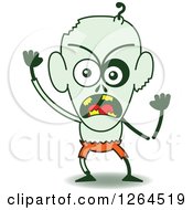 Clipart Of A Furious Halloween Zombie Royalty Free Vector Illustration by Zooco