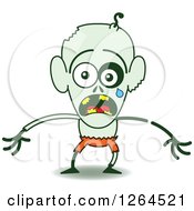 Clipart Of A Scared Halloween Zombie Crying Royalty Free Vector Illustration