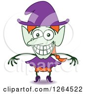 Poster, Art Print Of Halloween Witch Grinning From Embarrassment