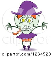 Clipart Of A Halloween Witch Being Scary Royalty Free Vector Illustration