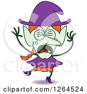 Clipart Of A Sad Halloween Witch Crying Royalty Free Vector Illustration by Zooco