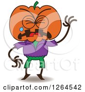 Clipart Of A Sad Halloween Jackolantern Scarecrow Crying Royalty Free Vector Illustration by Zooco