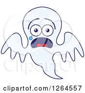Clipart Of A Scared Halloween Ghost Crying Royalty Free Vector Illustration by Zooco