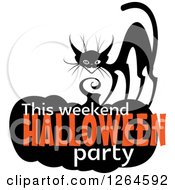 Poster, Art Print Of Black Cat With This Weekend Halloween Party Text On A Pumpkin
