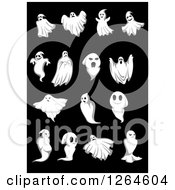 Clipart Of Ghosts On Black Royalty Free Vector Illustration