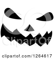 Clipart Of A Black And White Jackolantern Pumpkin Face Royalty Free Vector Illustration