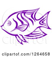 Clipart Of A Sketched Purple Marine Fish Royalty Free Vector Illustration