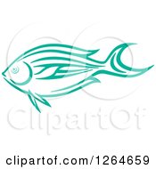 Poster, Art Print Of Sketched Green Marine Fish