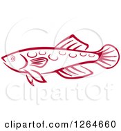 Clipart Of A Sketched Red Marine Fish Royalty Free Vector Illustration
