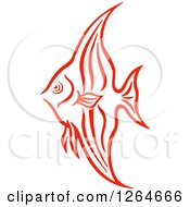 Clipart Of A Sketched Red Marine Fish Royalty Free Vector Illustration