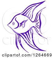 Clipart Of A Sketched Purple Marine Fish Royalty Free Vector Illustration