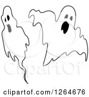 Clipart Of Black And White Ghosts Royalty Free Vector Illustration