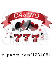 Poster, Art Print Of Triple Lucky Sevens With Playing Cards And Shapes Under Casino Text