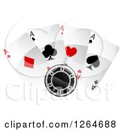 Poster, Art Print Of Poker Chip With Playing Cards