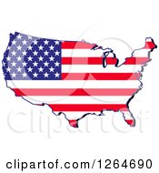 Poster, Art Print Of Patriotic American Stars And Stripes Map