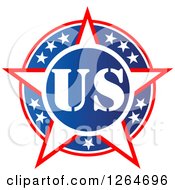 Poster, Art Print Of Patriotic American Stars Us Badge
