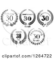 Clipart Of Black And White 30 Years Anniversary Designs Royalty Free Vector Illustration