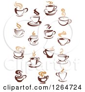 Poster, Art Print Of Steamy Hot Brown And Tan Coffee Cup Designs