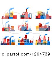 Clipart Of Colorful Plant Factory Buildings Royalty Free Vector Illustration
