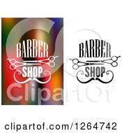 Clipart Of Barber Shop Text With Mustaches And Scissors Royalty Free Vector Illustration