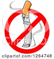 Clipart Of A Mad Smoking Cigarette In A Restricted Symbol Royalty Free Vector Illustration