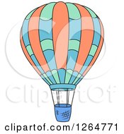 Clipart Of A Green Orange And Blue Hot Air Balloon Royalty Free Vector Illustration