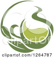 Clipart Of A Green Tea Pot Royalty Free Vector Illustration