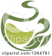 Clipart Of A Green Tea Pot Royalty Free Vector Illustration
