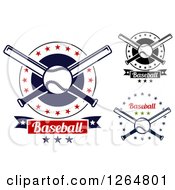 Poster, Art Print Of Baseballs And Crossed Bats In Star Circles